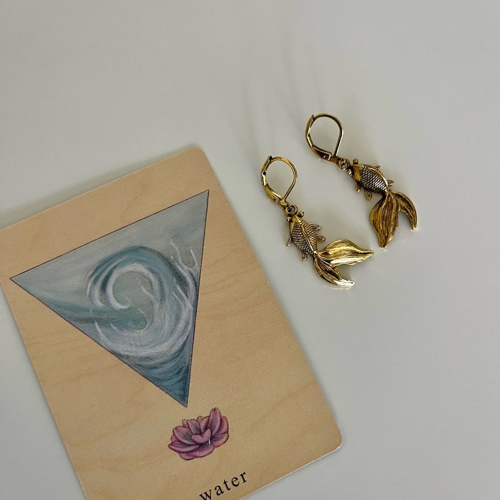 Small Ancient Gold Fish Earrings